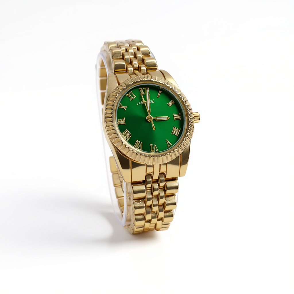 Aogili Golden Chain With Green Round Dial
