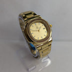 Watch Diamond Blue Gold Black Dial Gold Chain
