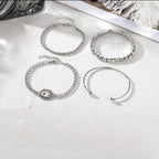 Artistic Retro Versatile Metal Chain Square Diamond 4-piece Set