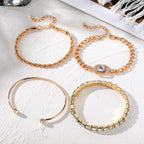 Artistic Retro Versatile Metal Chain Square Diamond 4-piece Set