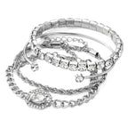 Artistic Retro Versatile Metal Chain Square Diamond 4-piece Set