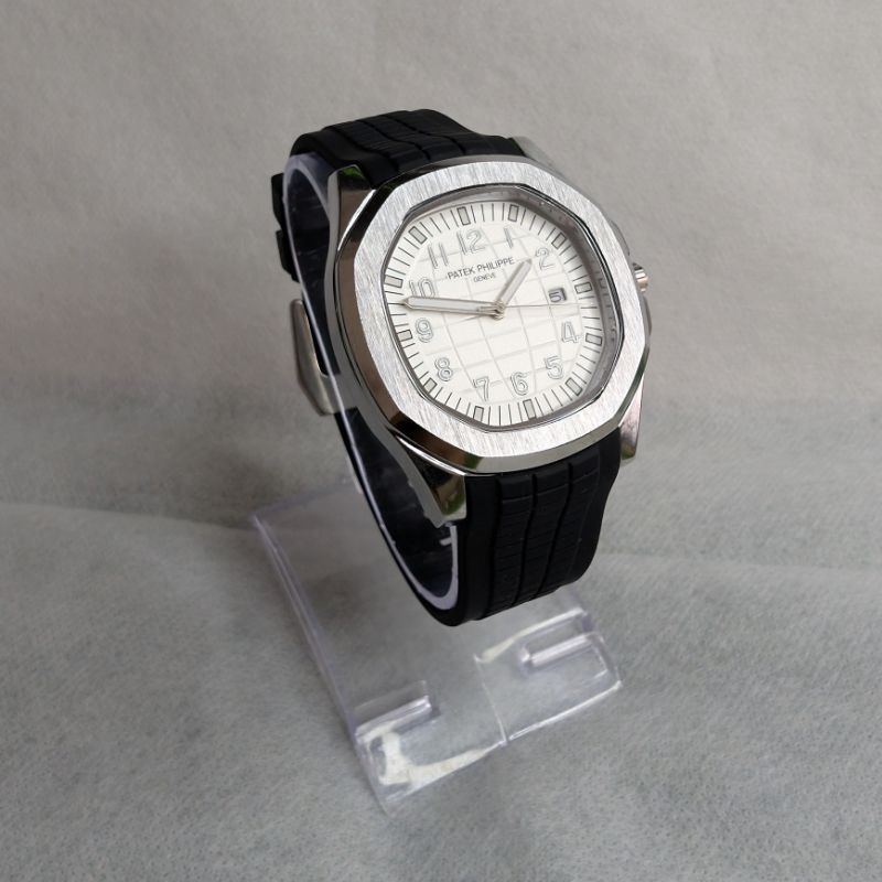 Watch Patek Phillippe Black Silicon Strap & White Quartz Dial