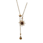 Sunflower Artificial Tigereye Stitching Drawable Necklace
