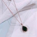 Water Drop Rose Gold Rhinestone Elegant Pink Color Necklace
