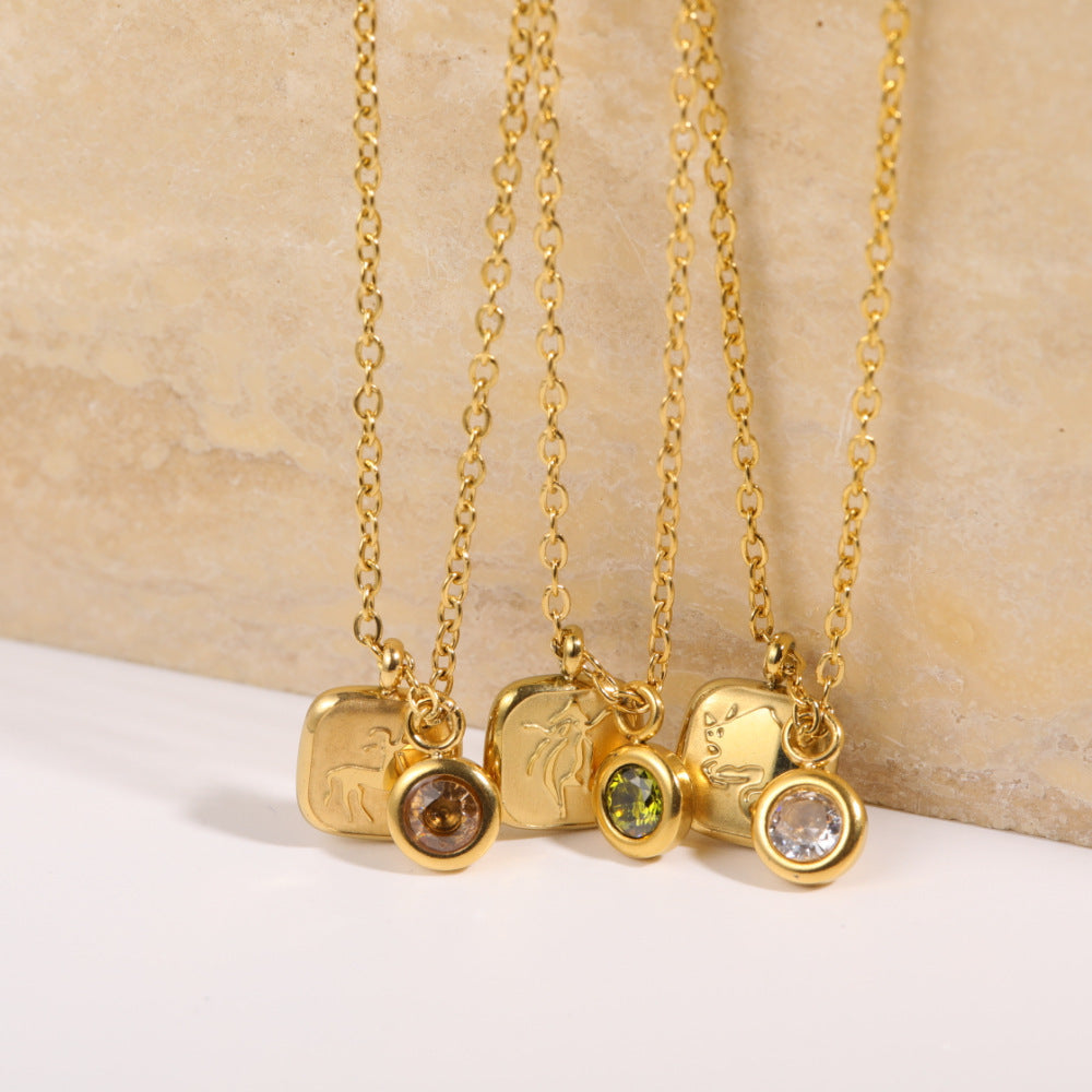 December Birthday Stone Pendant High Color Retention Necklace