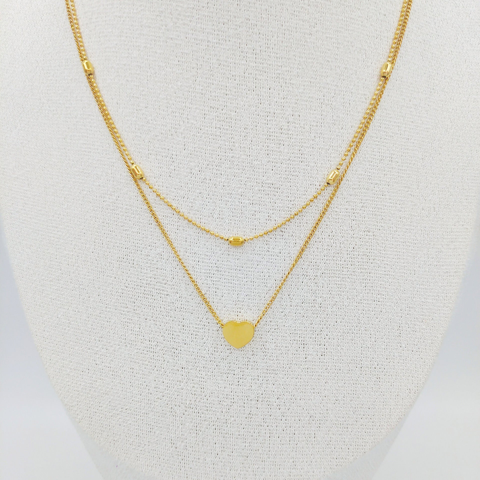 Heart-shaped Stainless Steel Double-layer Necklace