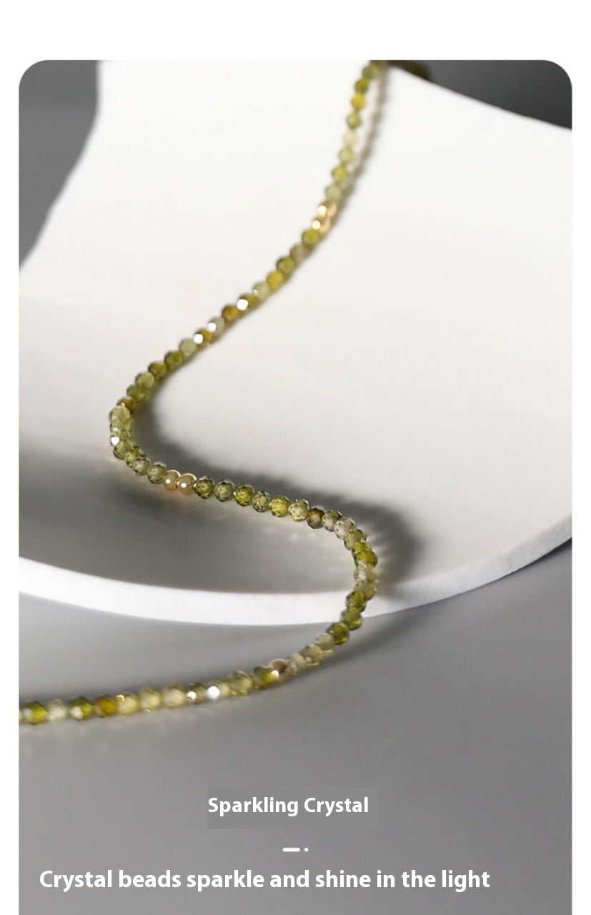 Vintage Green Beaded Zircon Necklace