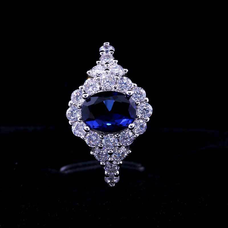 High-grade Blue Zircon Real Gold Ring