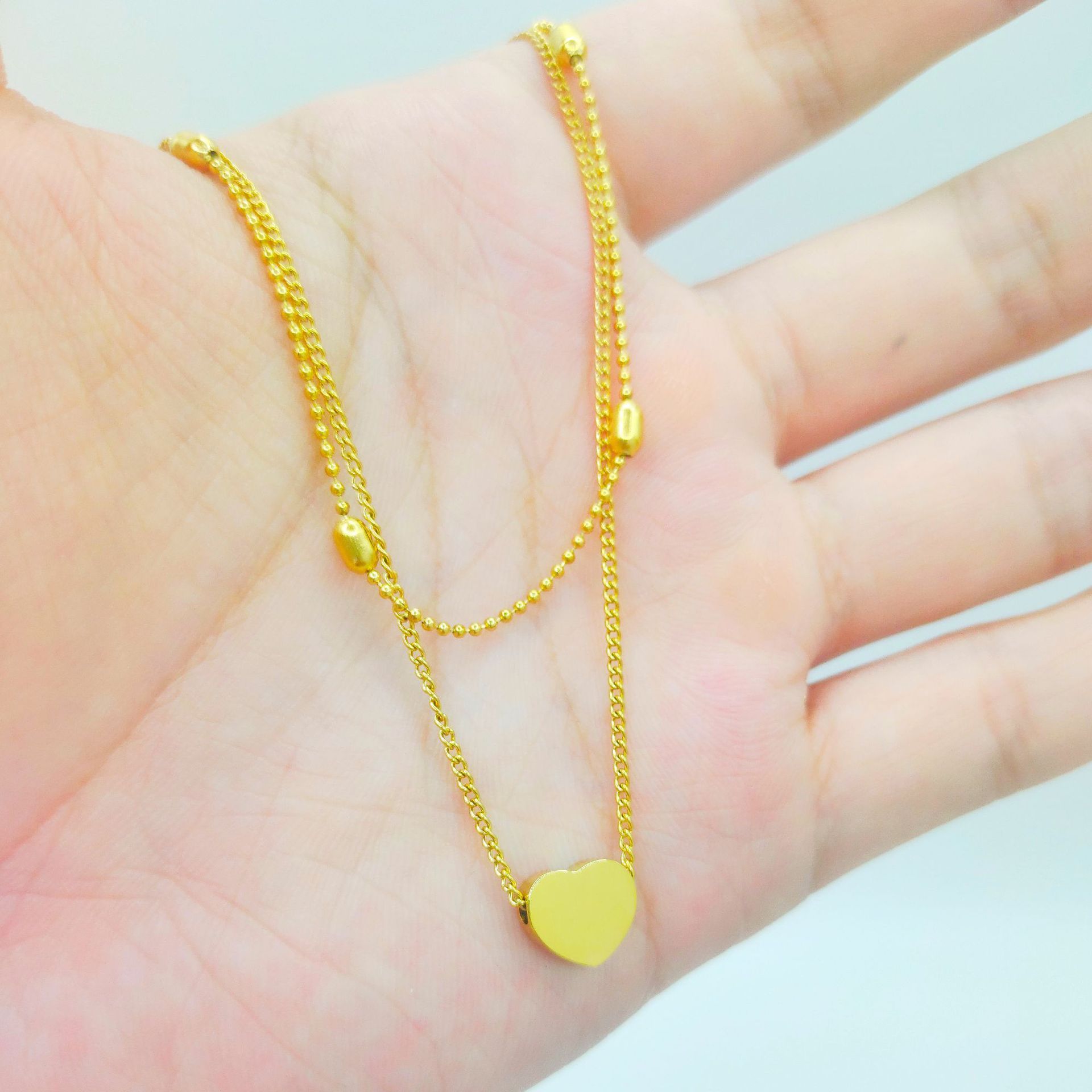 Heart-shaped Stainless Steel Double-layer Necklace