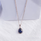 Water Drop Rose Gold Rhinestone Elegant Pink Color Necklace