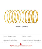 Ethnic Style Alloy Retro Wide Gold Glossy Wristband Bracelet 10 PCs Set