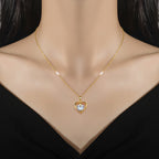 Light Luxury Temperament Real Gold Gorgeous Loving Heart Zircon Necklace For Women