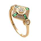 Ins Emerald Diamond Ring Fashion Square