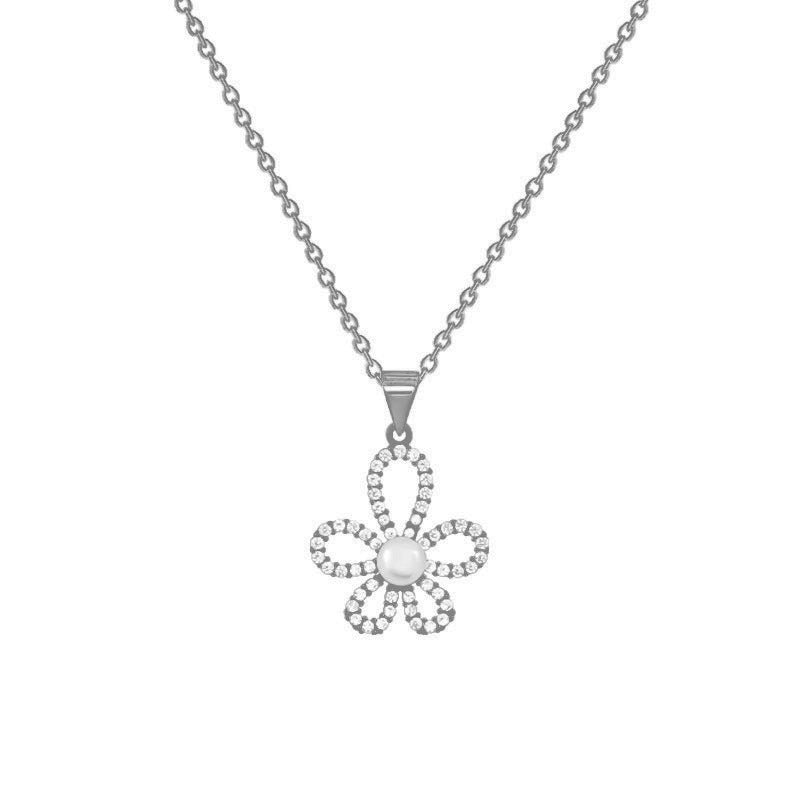 Women's High-grade Silver Pearl SUNFLOWER Necklace