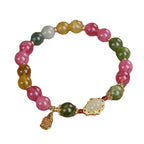 Color Tourmaline Gourd Blessing Card Bracelet