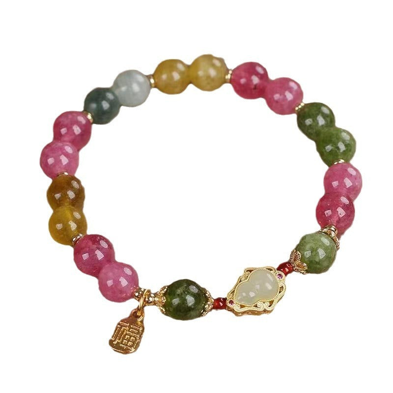 Color Tourmaline Gourd Blessing Card Bracelet