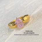 Retro Exquisite Hong Kong Style Peach Oolong Rhinestone Ring
