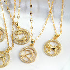 Golden Twelve Constellation Pendant Necklace INS Style
