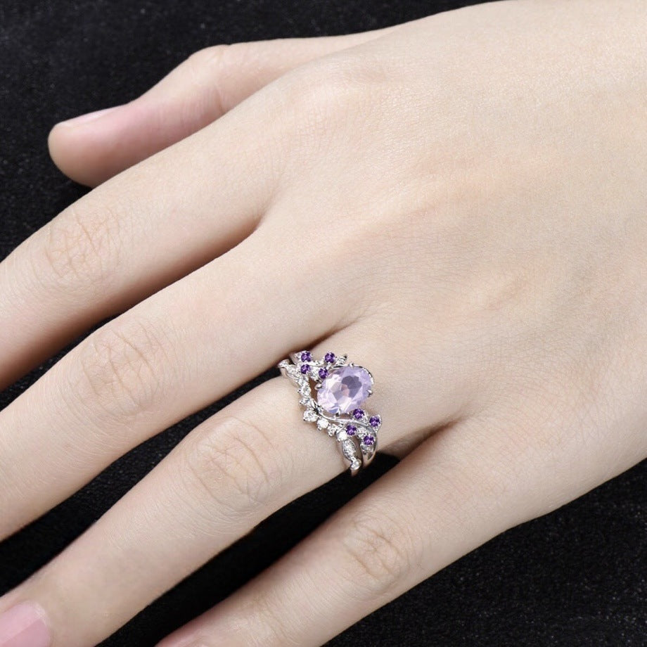 European And American Engagement Women's Inlaid Amethyst Ring Ring