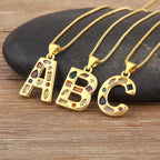 Copper Plating 18K Real Gold 26 English Letter Simplicity Colorful Crystals Necklace