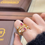 Light Luxury High-grade Irregular Cross Two-color Double-headed Diamond Ring
