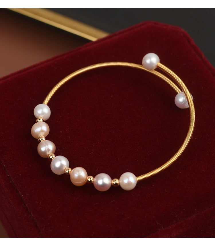 Natural Freshwater Pearl Opening Adjustable Delicate Bracelet