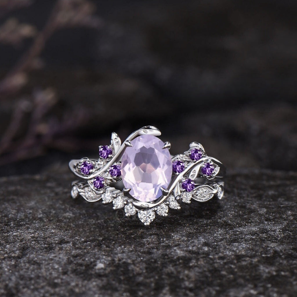 European And American Engagement Women's Inlaid Amethyst Ring Ring