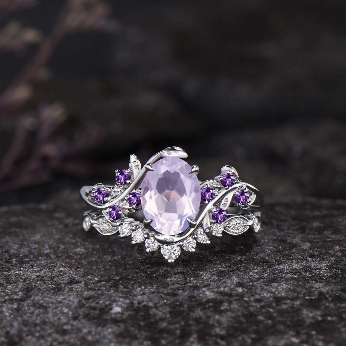 European And American Engagement Women's Inlaid Amethyst Ring Ring