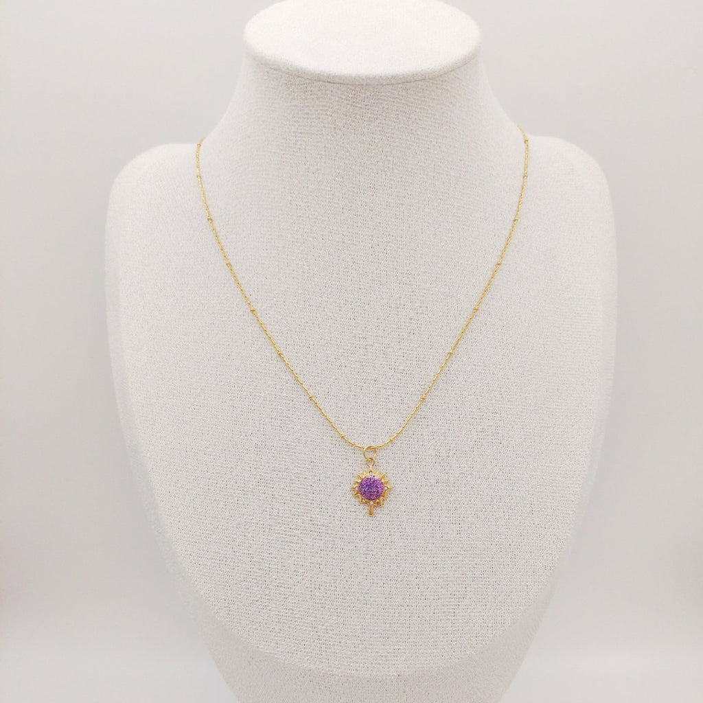 Round Copper Micro Rhinestone Necklace For Women