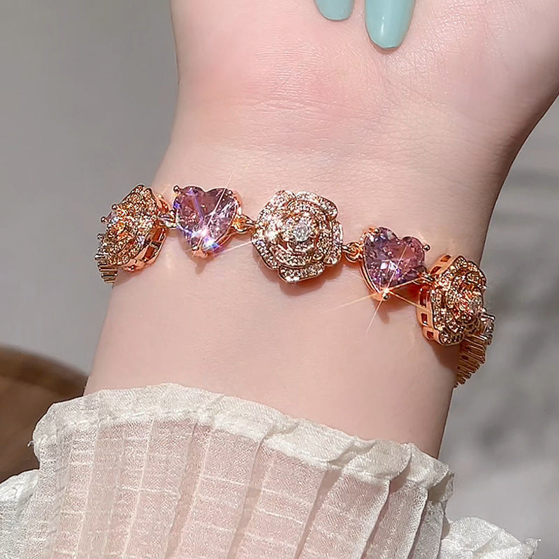 Women's Heart-shaped Rose Bracelet