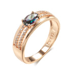 Ring Petals Inlaid Zircon Two-tone Retro