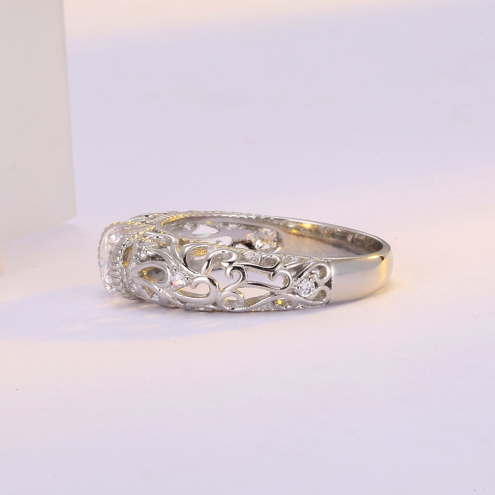 White Gold Plated Zircon Ring Jewelry Ornament