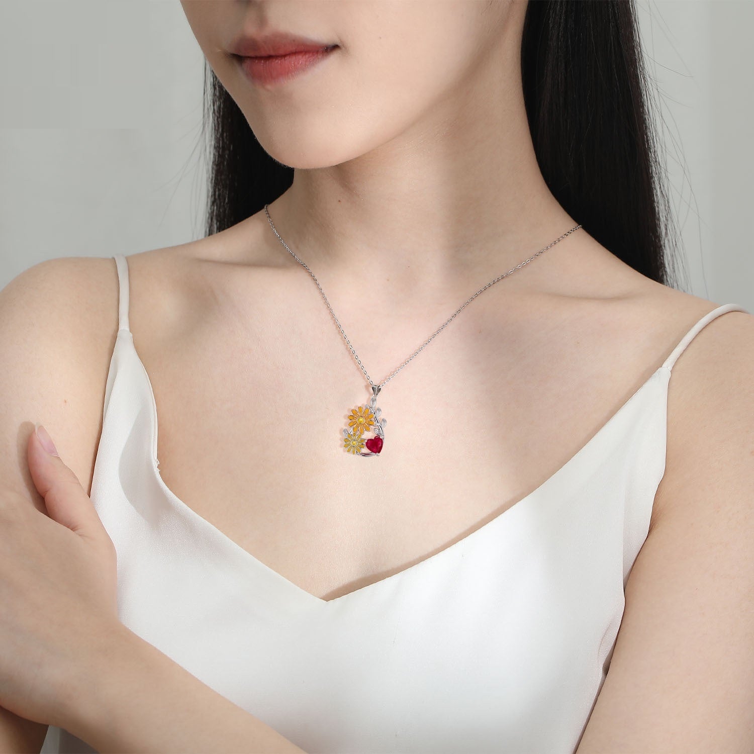 Pastoral Style Chrysanthemum Pendant Fashion Special-interest SUNFLOWER Necklace For Women