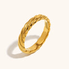 Stainless Steel Plated 18K Knotted Two-color Opal Twill Ring