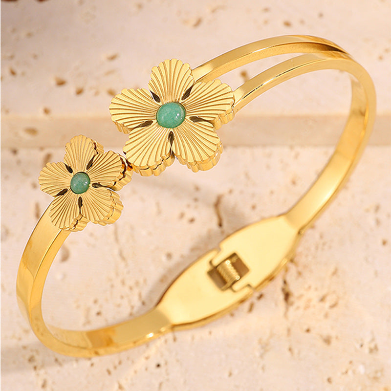 Personalized Flower Stainless Steel Bracelet For Women