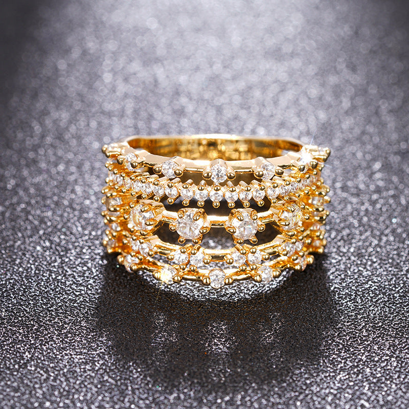 Arrangement And Combination Light Luxury Multi-line Design Ring