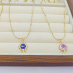 Round Copper Micro Rhinestone Necklace For Women