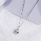 Water Drop Rose Gold Rhinestone Elegant Pink Color Necklace