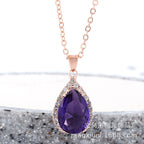Water Drop Rose Gold Rhinestone Elegant Pink Color Necklace