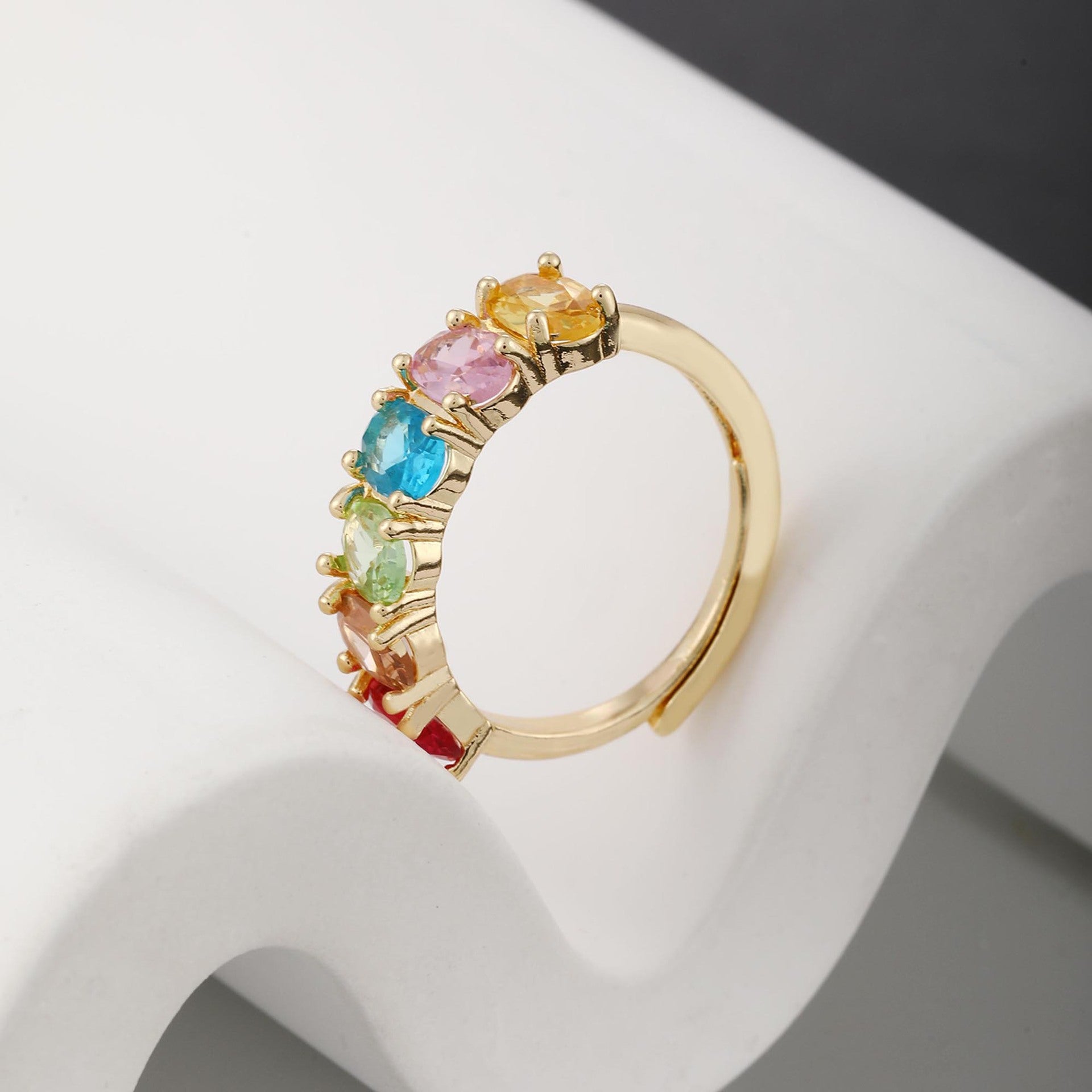 Women's All-match Simple Retro Color Zircon Ring