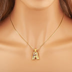 Copper Plating 18K Real Gold 26 English Letter Simplicity Colorful Crystals Necklace